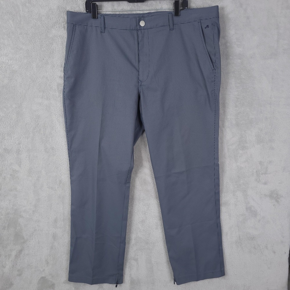 Bonobos Pants Mens 40x32 Blue Gray Micro Houndstooth Maide Straight Golf Zip Hem